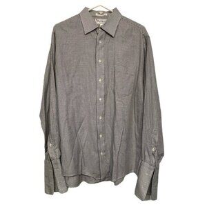 Burberry's of London White/Black Grid Gingham Checkered Plaid French Cuff #4230